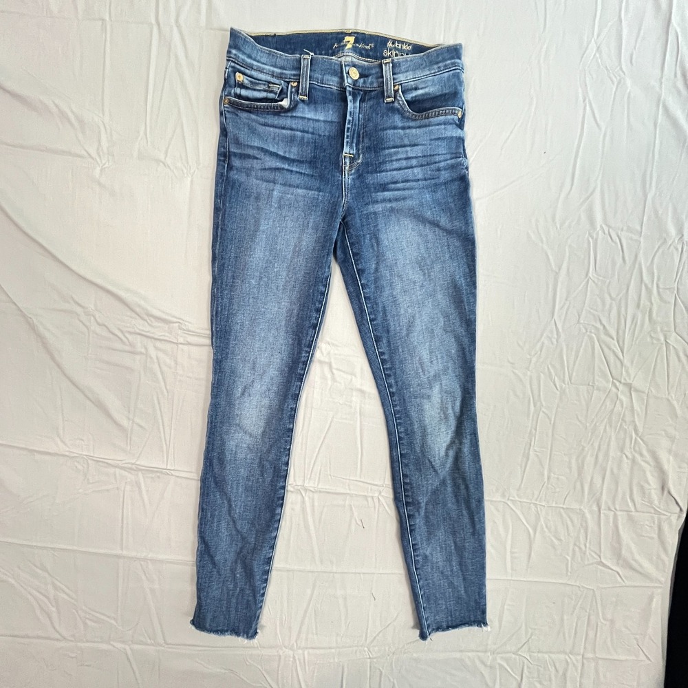 7 For All Mankind The Ankle Skinny Jeans Womens 25 Blue‎ Denim Cotton Stretch